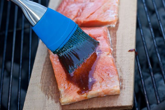 Planked Salmon with a spicy honey mustard glaze