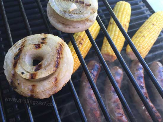 Beer brats and grilled onions - grilling24x7.com
