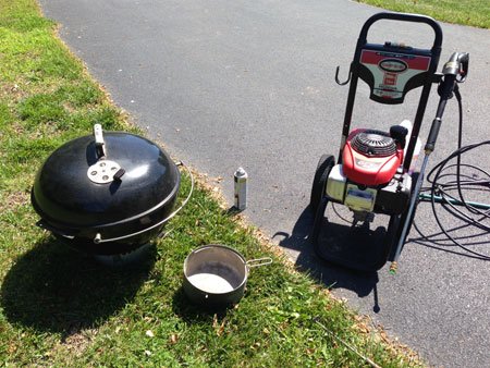 Power washing a charcoal grill - Grilling24x7